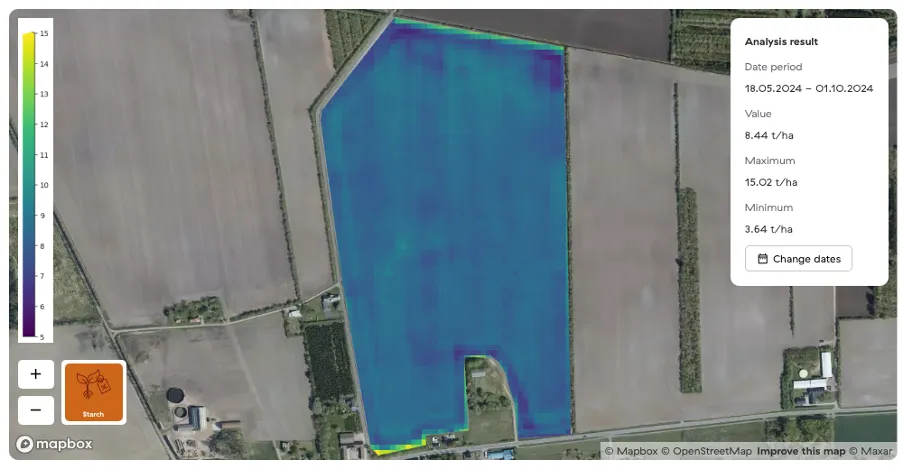 Satellittanalyse: Avlingsestimatkart for potet