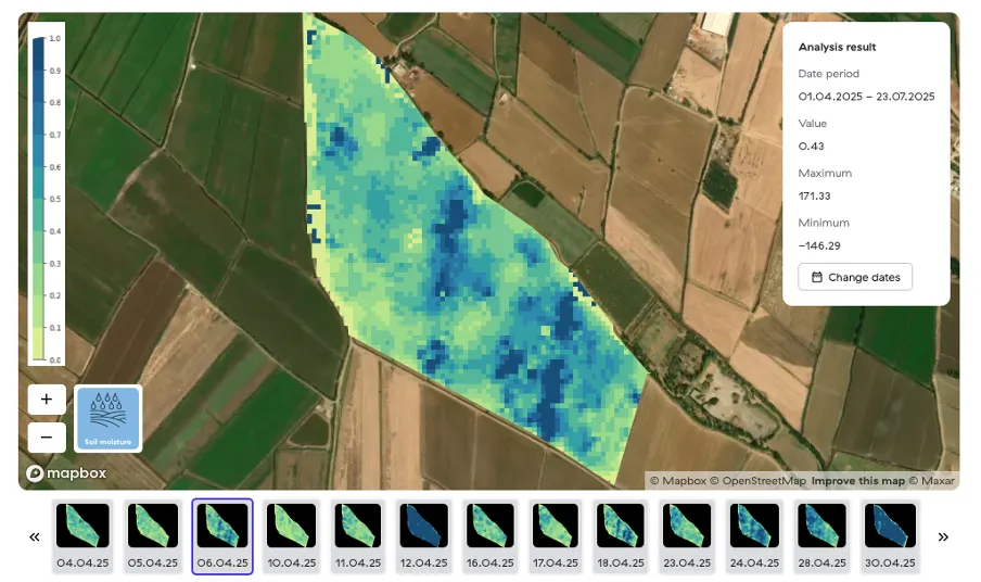 Satellittanalyse: Vannstresskart